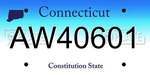 AW40601 Connecticut License Plate