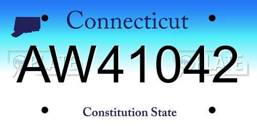 AW41042 Connecticut License Plate