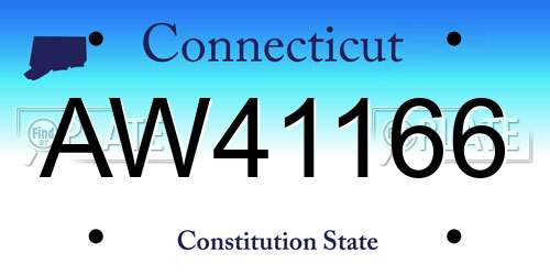 AW41166 Connecticut License Plate