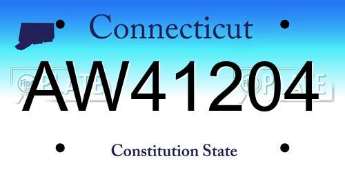 AW41204 Connecticut License Plate