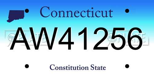 AW41256 Connecticut License Plate