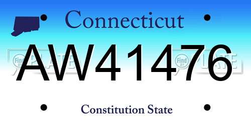 AW41476 Connecticut License Plate