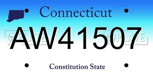 AW41507 Connecticut License Plate