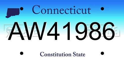AW41986 Connecticut License Plate