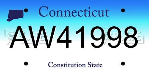 AW41998 Connecticut License Plate