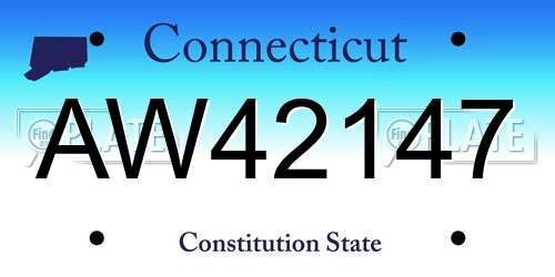 AW42147 Connecticut License Plate