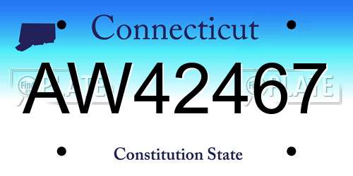 AW42467 Connecticut License Plate