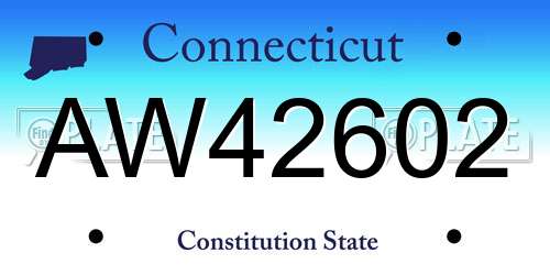 AW42602 Connecticut License Plate