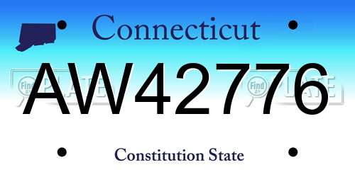 AW42776 Connecticut License Plate