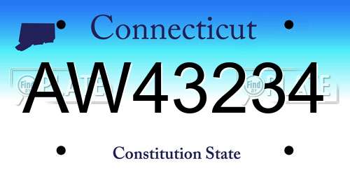 AW43234 Connecticut License Plate