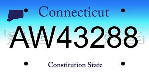 AW43288 Connecticut License Plate
