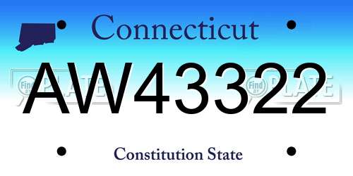 AW43322 Connecticut License Plate