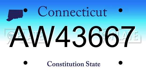 AW43667 Connecticut License Plate