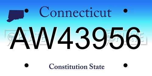 AW43956 Connecticut License Plate