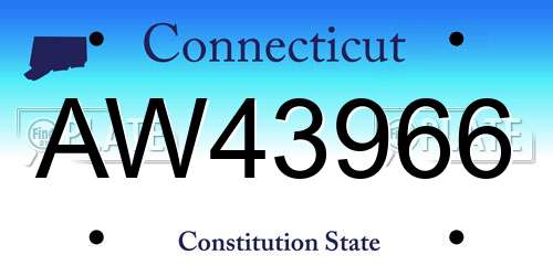 AW43966 Connecticut License Plate