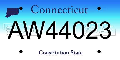 AW44023 Connecticut License Plate