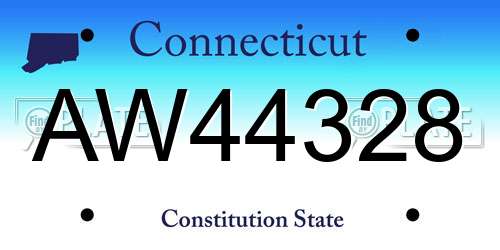 AW44328 Connecticut License Plate