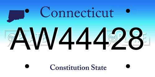 AW44428 Connecticut License Plate