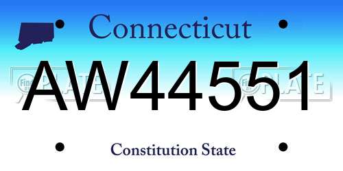 AW44551 Connecticut License Plate