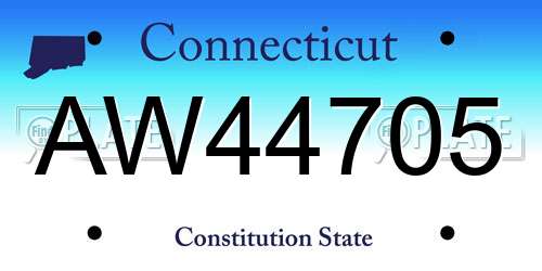 AW44705 Connecticut License Plate