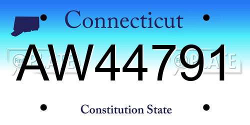 AW44791 Connecticut License Plate