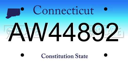 AW44892 Connecticut License Plate
