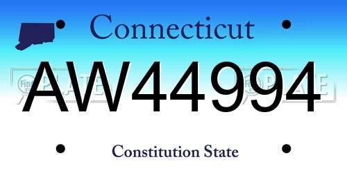 AW44994 Connecticut License Plate