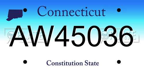 AW45036 Connecticut License Plate
