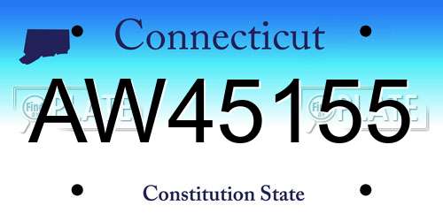 AW45155 Connecticut License Plate