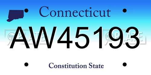 AW45193 Connecticut License Plate