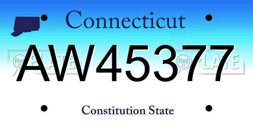 AW45377 Connecticut License Plate