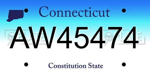 AW45474 Connecticut License Plate