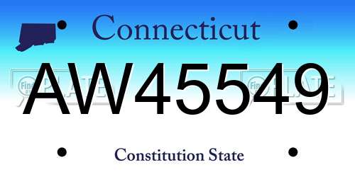 AW45549 Connecticut License Plate