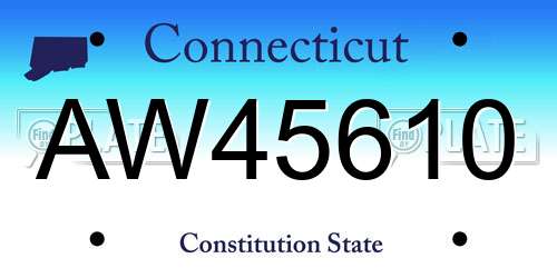 AW45610 Connecticut License Plate