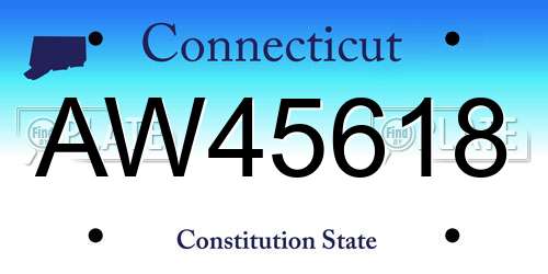 AW45618 Connecticut License Plate