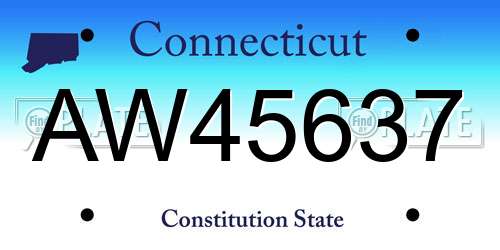 AW45637 Connecticut License Plate