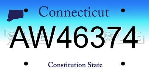 AW46374 Connecticut License Plate