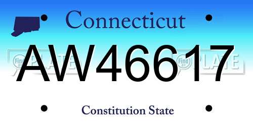 AW46617 Connecticut License Plate
