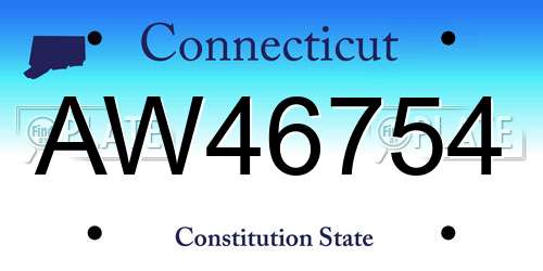 AW46754 Connecticut License Plate