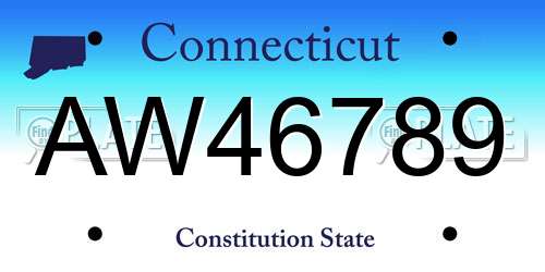 AW46789 Connecticut License Plate