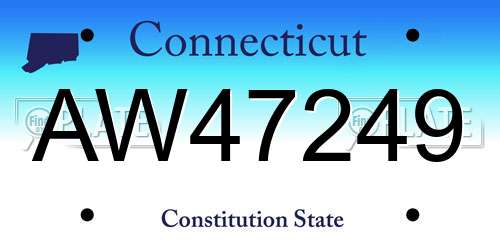 AW47249 Connecticut License Plate