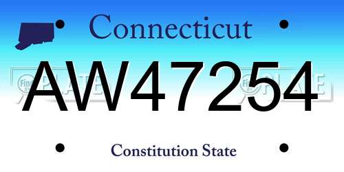 AW47254 Connecticut License Plate