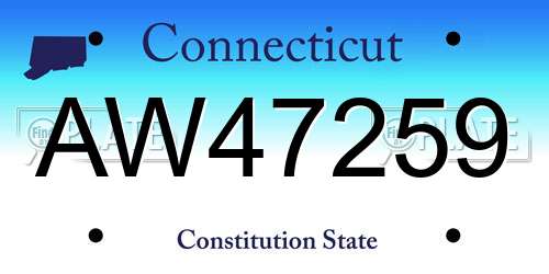 AW47259 Connecticut License Plate