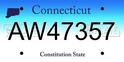 AW47357 Connecticut License Plate