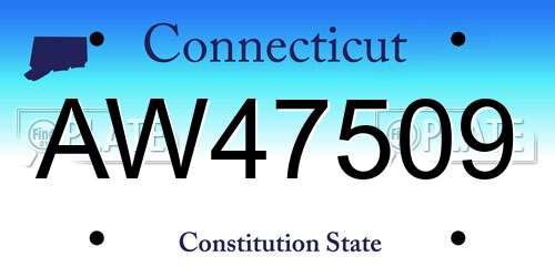 AW47509 Connecticut License Plate