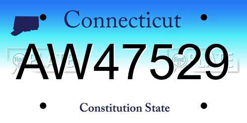 AW47529 Connecticut License Plate