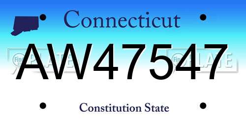 AW47547 Connecticut License Plate