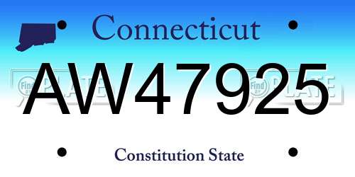 AW47925 Connecticut License Plate