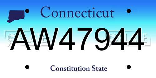 AW47944 Connecticut License Plate