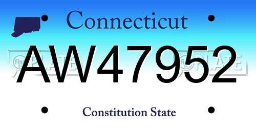 AW47952 Connecticut License Plate